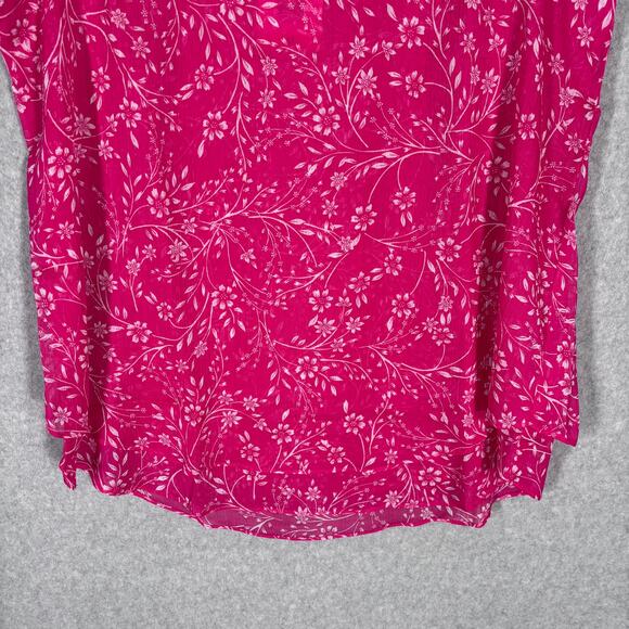 Cristina B Blouse Medium Floral Flowy Sheer Tunic Tank Tiered Cottage Feminine - Picture 3 of 12